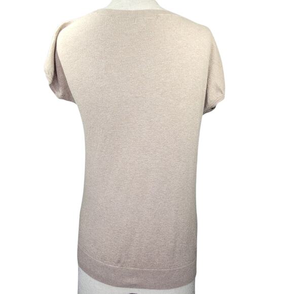 Tan Cotton Short Sleeve Sweater Size Small - Picture 2 of 4